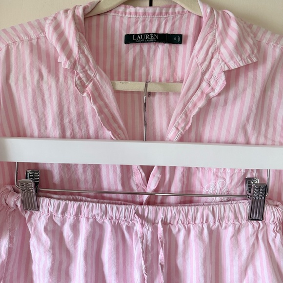 Lauren Ralph Lauren Pink and White Striped Top & Shorts Pajama Set LRL - Picture 4 of 8